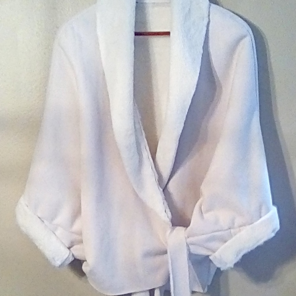 Off White Faux Suede and Fur Jacket